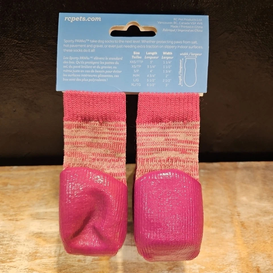 NWT Sporty Paws Dog Socks Protectors RC Pets Knit Rubber Hot Pink Size Small - Image 3 of 4