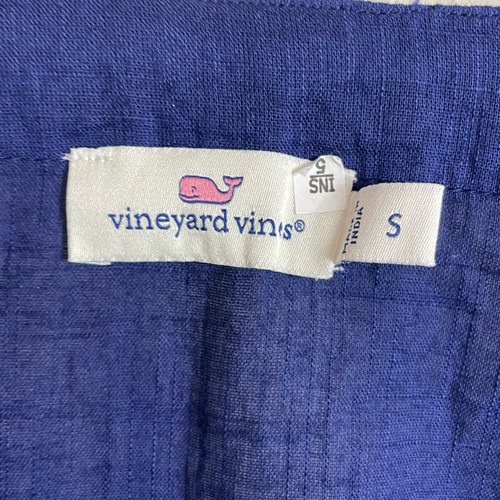 Vineyard Vines Dress Cover-Up S Blue Cotton Sheath Flutter Sleeves White Trim - Picture 5 of 6