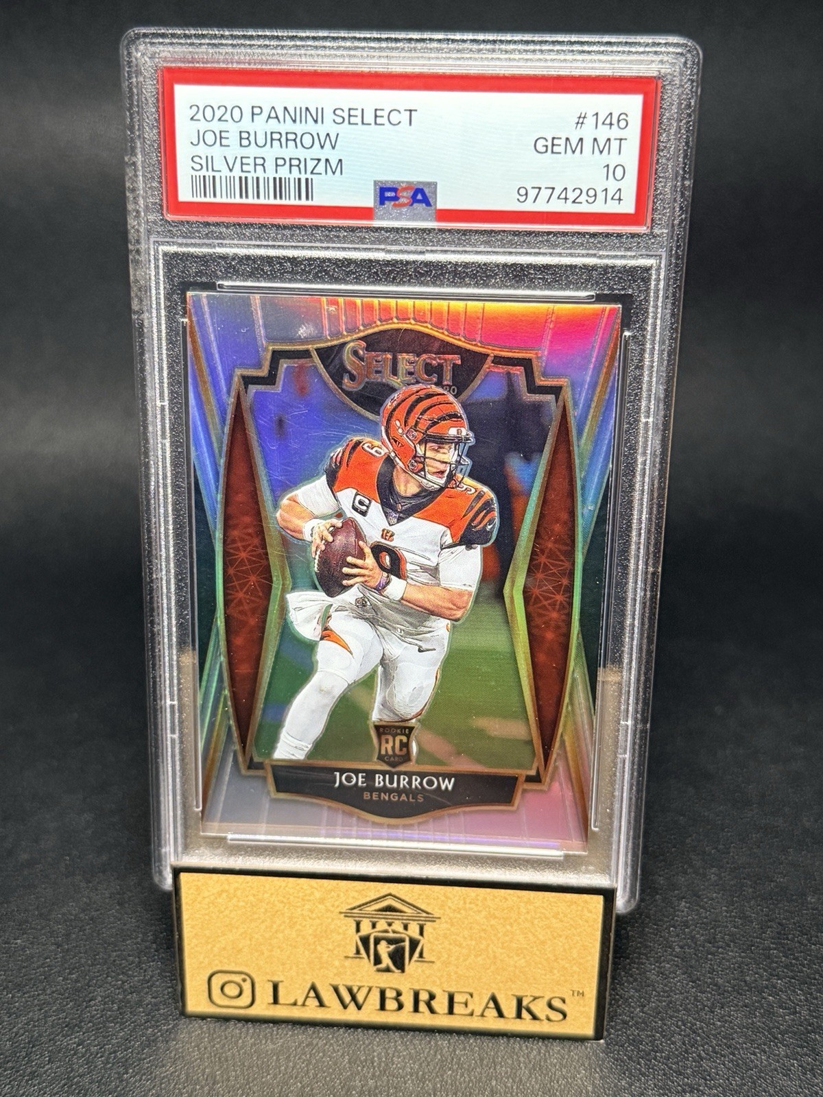 2020 SELECT - SILVER PRIZM PREMIER LEVEL - ROOKIE RC #146 - JOE BURROW - PSA 10