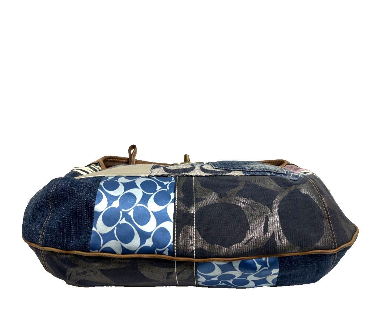 Coach Patchwork Denim Leather Suede Hobo Shoulder Bag Ergo XL