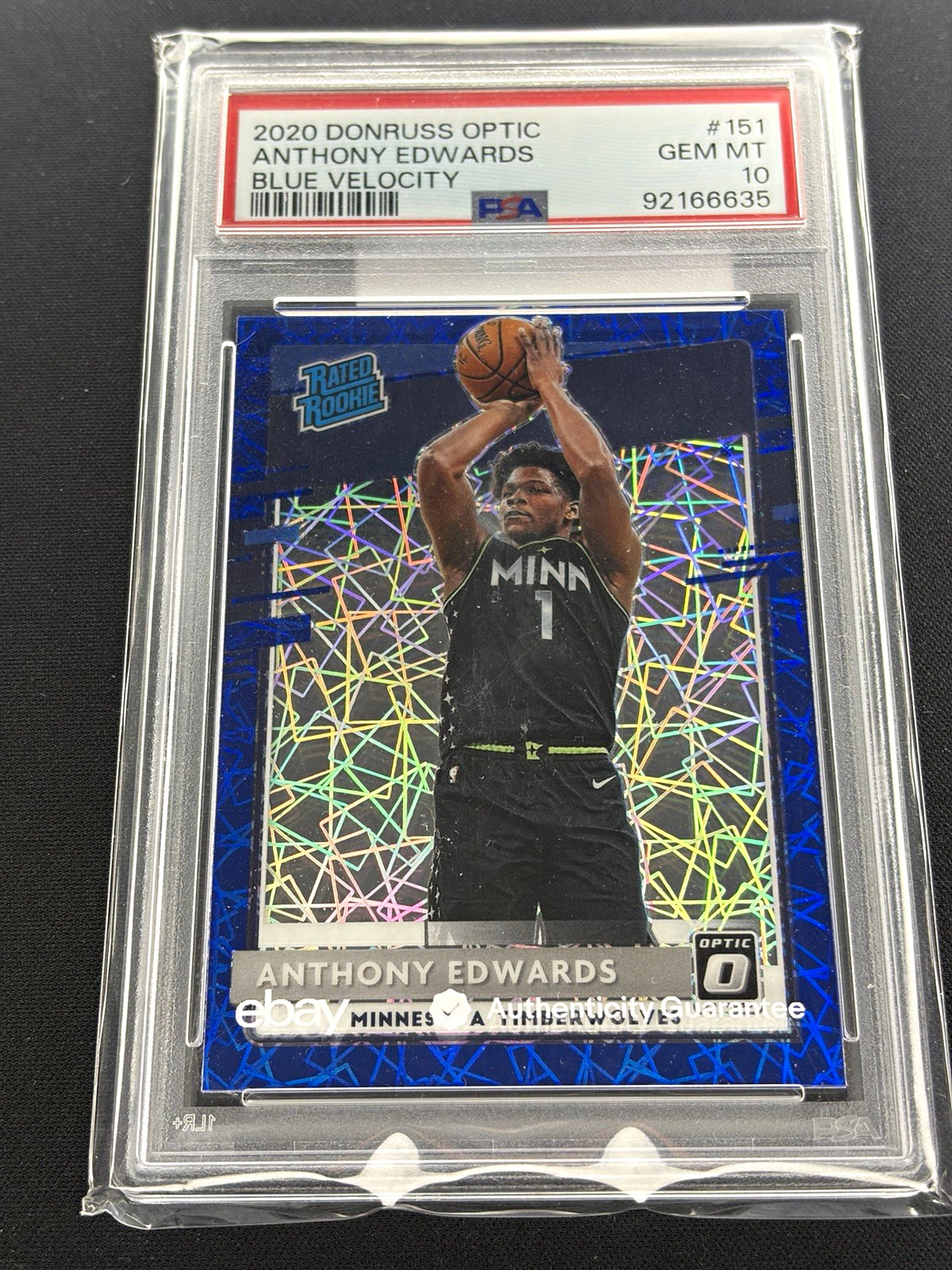 Panini 2020 Donruss Optic Anthony Edwards Blue Velocity Rated Rookie #151 PSA 10
