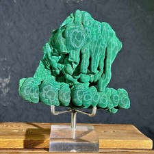 573G | Raw Cat's Eye Malachite - Natural Mineral Specimen with Free Stand