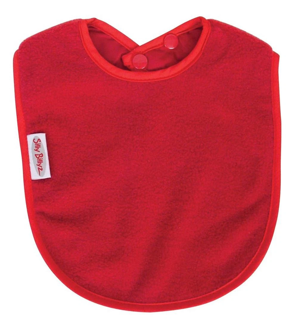 Silly Billyz Fleece Plain Neck Large Bib (Red)