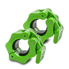 Green Spinlock Collars – Pair of Barbell/Dumbbell Clips 25mm (1") standard bars
