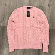 Polo Ralph Lauren Cable Knit Crew Neck Pullover, Pink , Size M