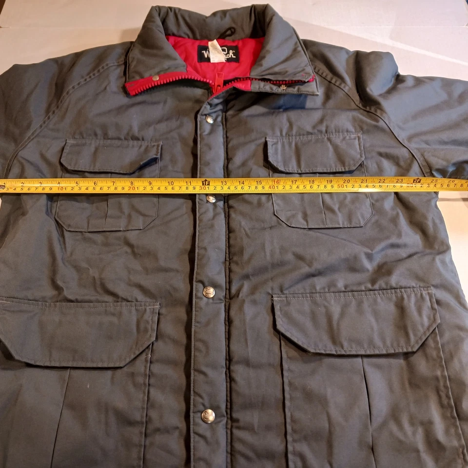 Woolrich Coat Mens Large Pockets Button Cotton Blend Charcoal Gray WARM - Image 4 of 4