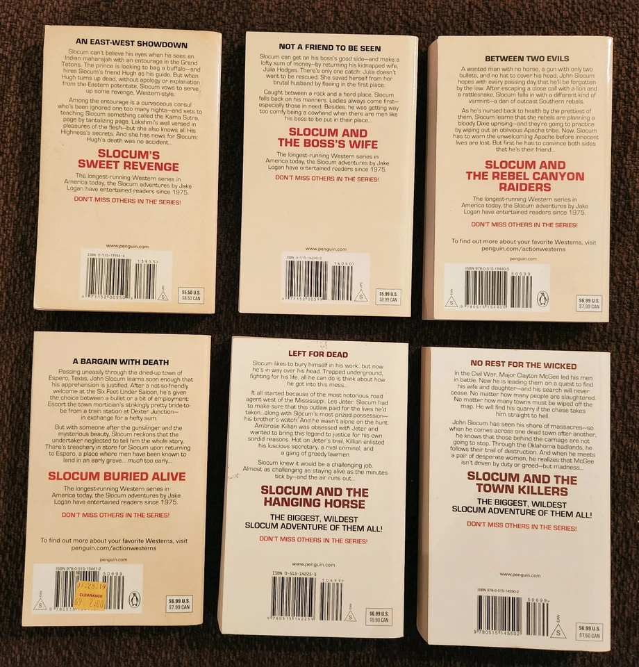 Lot of 6 Slocum Western Series  Paperbacks  2 Giant Jake Logan - Imagem 2 de 4