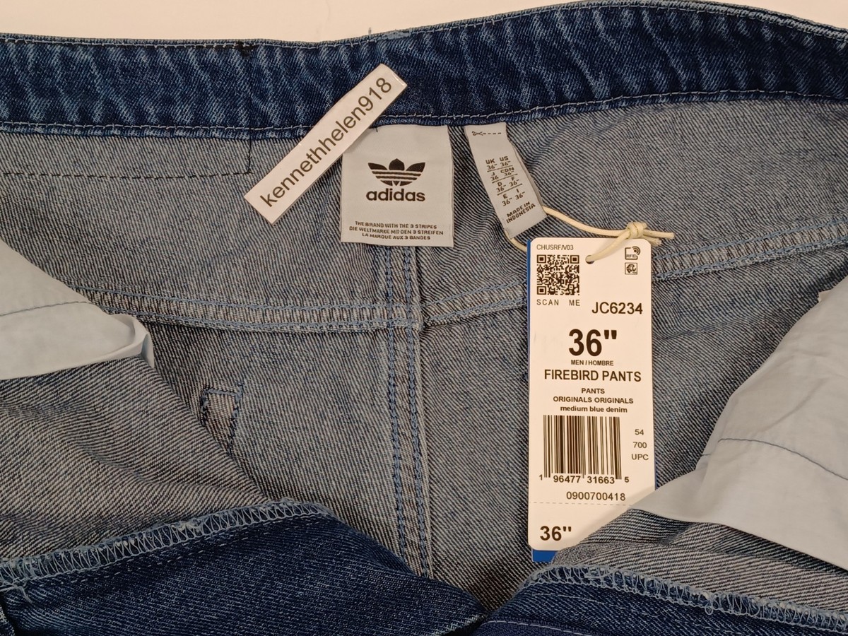 ADIDAS ADICOLOR DENIM FIREBIRD PANTS JC6234 BLUE MENS SIZE 36 | eBay