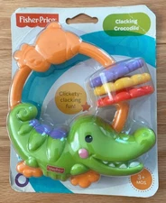 NEW Fisher-Price Clacking Crocodile Baby Toy Rattle Teether 3+ Months