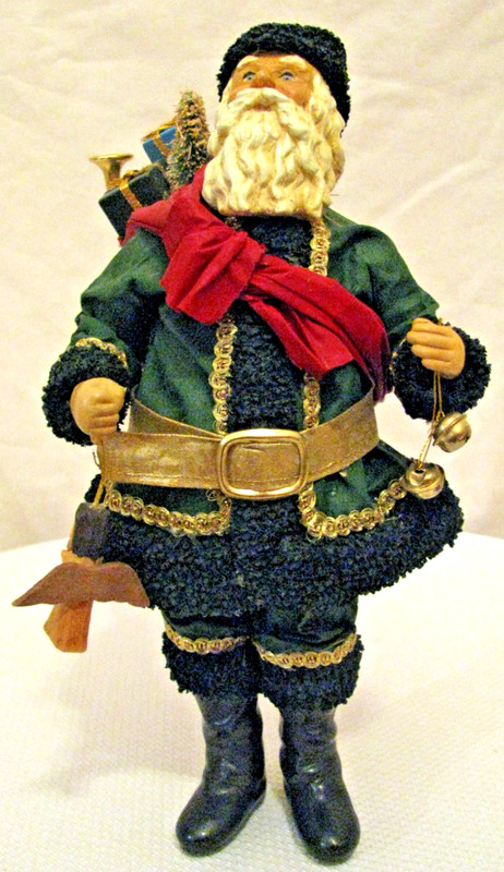 Clothtiques "Possible Dreams" Santa In Green Coat 1987 (Missing Cane)