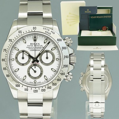 2014 MINT Rolex Daytona 116520 White APH Chronograph Chromalight Steel 40mm