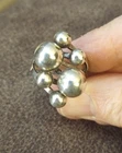 VTG MEXICO ARTISAN CRAFTED STERLING MODERNIST RING SZ 8.5 SILVER PEARLS
