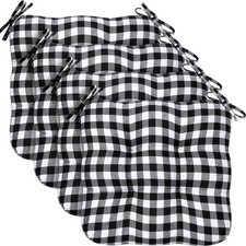4 Pack Chair Cushions for Dining Chair Kitchen Seat Pads with Ties Buffalo Pl...