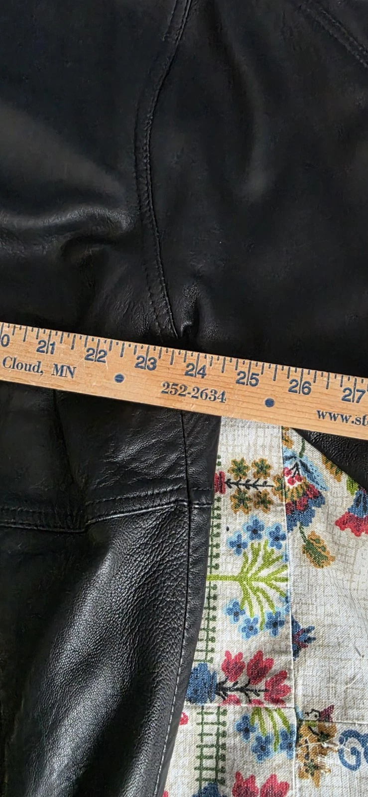 “Men’s Remy Leather Bomber Jacket Double Collar Brown Size 46 Vintage Style” - product detail image 9