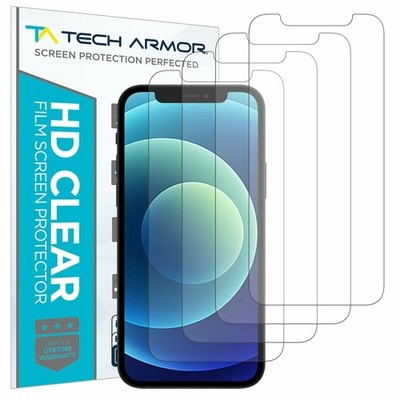 Tech Armor HD Clear Film Screen Protector for iPhone 12/12 Pro (6.1'')  [4-Pack]