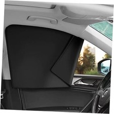 Car Side Window Sun Shade Magnetic Car Curtain Front Seat 2pcs Black-Suedette
