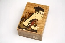 HAKONE YOSEGI MARUYAMA Japanese Puzzle Box SYARAKU  6 sun 14 Step made in Japan