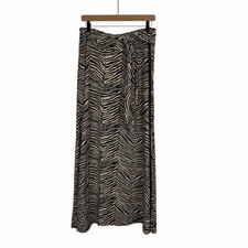 Robert Louis Animal Print Maxi Skirt Black and Cream Tiger Stripe Est Size Large