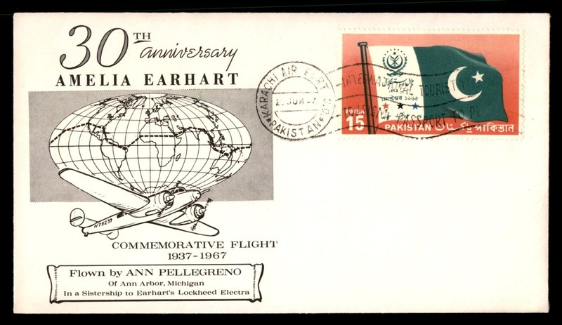 Mayfairstamps Pakistan Plane Map Route Amelia Earhart 30th Anniv Cover cca_32197