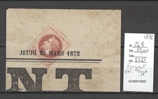 France - Yvert 26b - Napoléon Lauré 2cts - Oblitération typo sur fragment- 1872