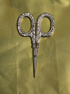 Vintage German Embroidery Sewing Scissors Sterling Silver Handles Victorian Desi
