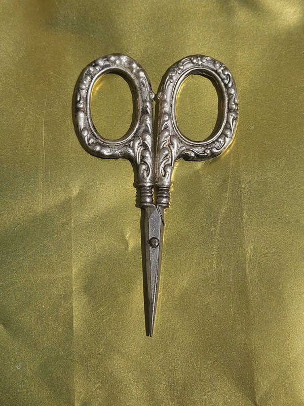 Vintage German Embroidery Sewing Scissors Sterling Silver Handles Victorian Desi