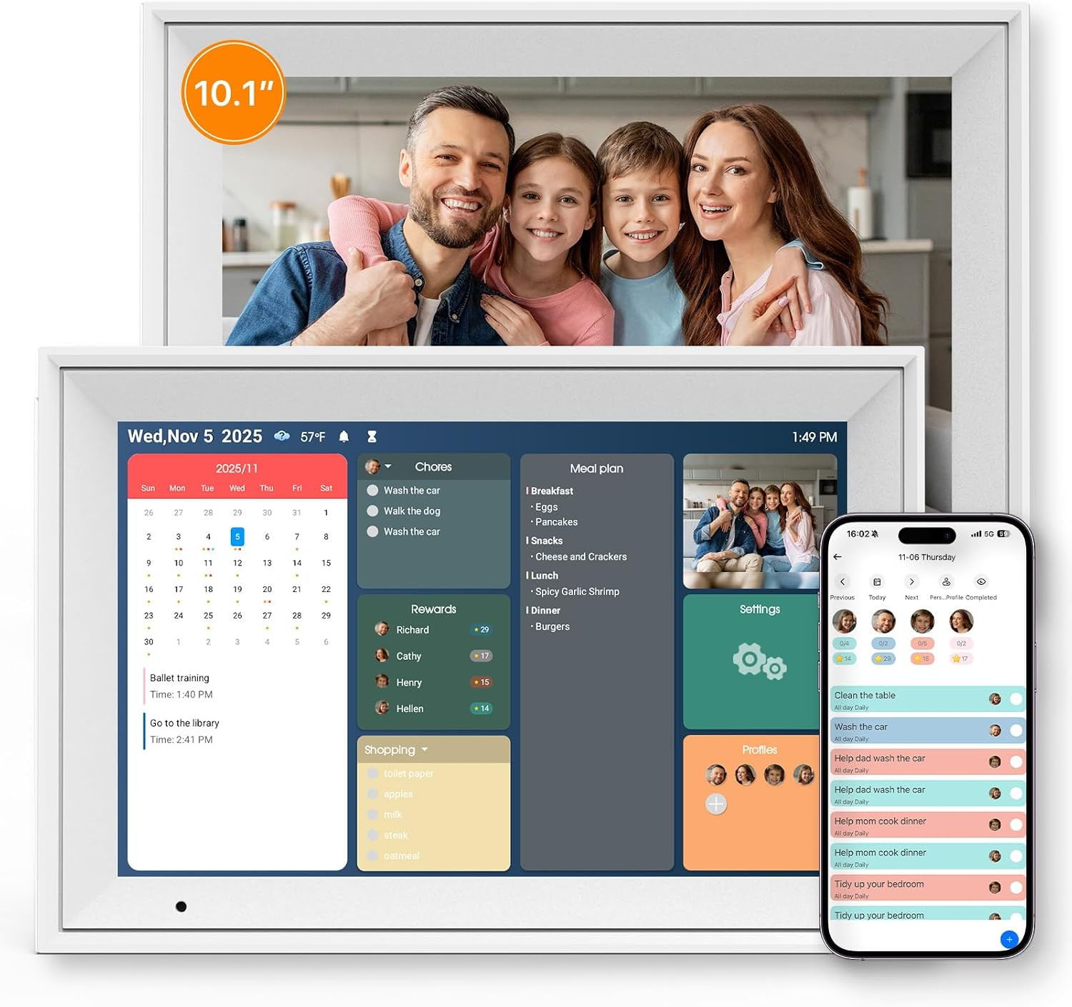 Digital Calendar 10.1" Smart Calendar, 1280 * 800 IPS HD Interactive Touchscreen