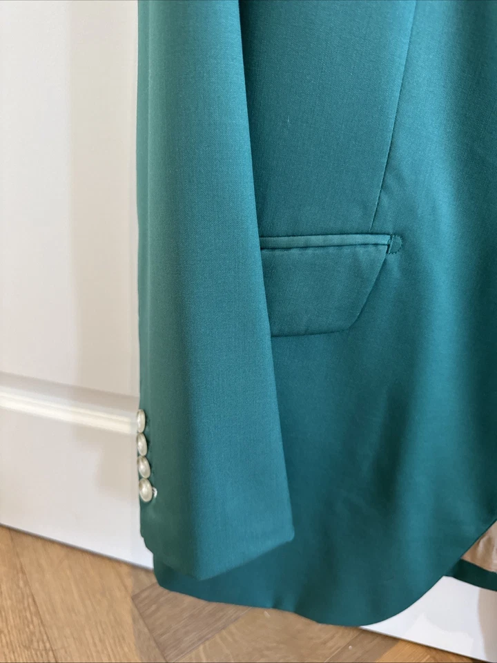 Green Mens Blazer Custom Tailor Made Tailored Wool Suit Jacket XL Italy - Image 3 of 4