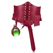 Pirate Corset Women Halloween Witch Costume Medieval Small Wine Red