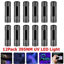 12PCS UV Blacklight Flashlights LED Handheld Mini Light Flashlight 395nm 9 LED