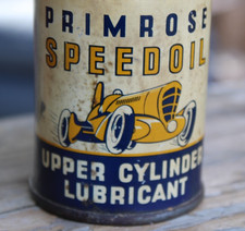 RARE FULL ~1940's PRIMROSE SPEEDOIL UPPER CYLINDER LUBE Old Car Graphic Oil Can