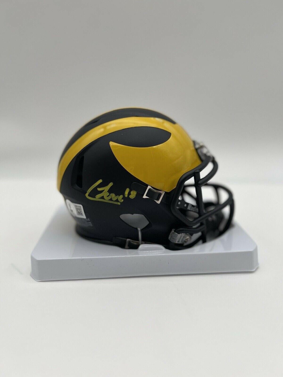 Colston Loveland Autographed Signed Michigan Wolverines Mini Football Helmet Beckett Co 