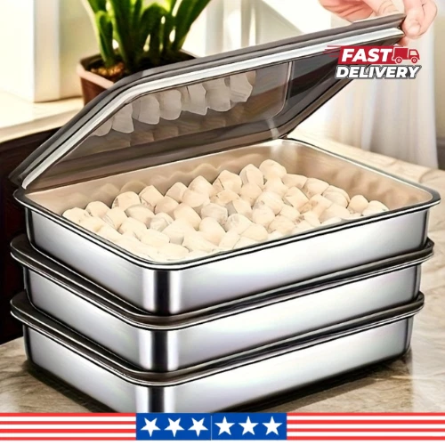 3pcs Stainless Steel Baking Tray Set with Lids Non Stick Roasting