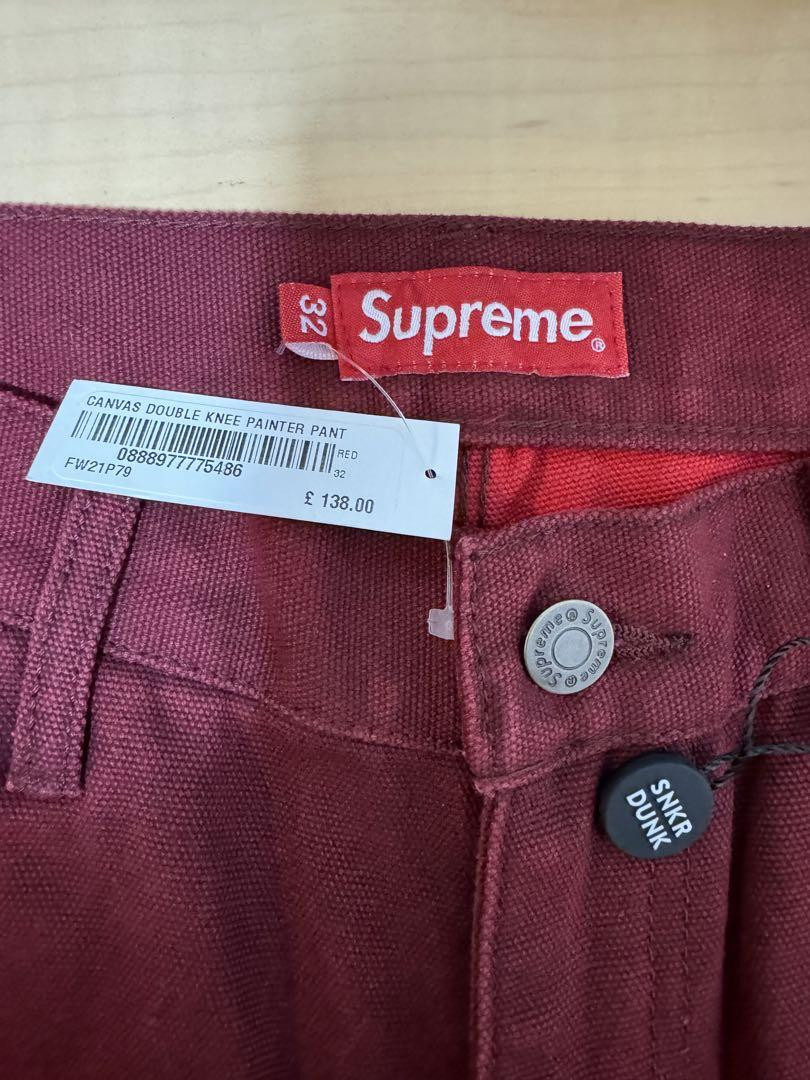 Supreme Double Knee Painter Pants Red 32 Canvas New 21FW Supreme Double Knee Painter Pants Red 32 Canvas New 21FW