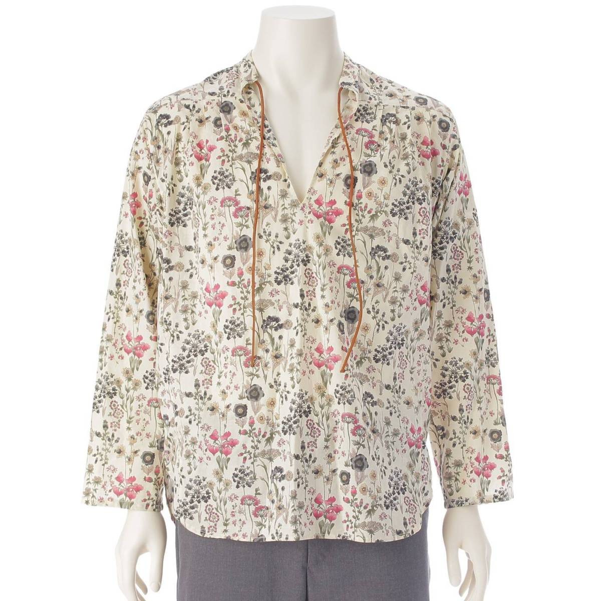 Top tunica YVES SAINT LAURENT 14 acciaio inox stampa fiori 372614 bianco 38 15