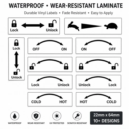 Lock Unlock On Off Hot Cold Waterproof Vinyl Labels Stickers Control Panel 9797