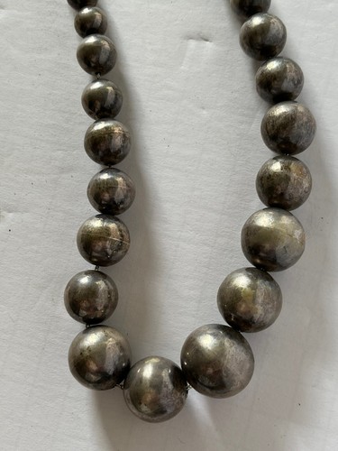 HEAVY Vintage Sterling Silver Graduated Ball Bead Necklace 31.5” - Picture 8 of 13