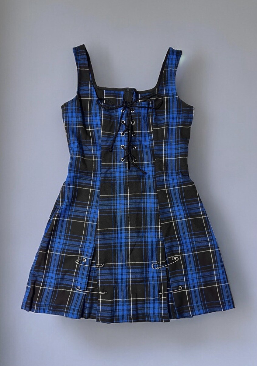 Lip Service Punk & Disorderly Blue Plaid Mini Dress Safety