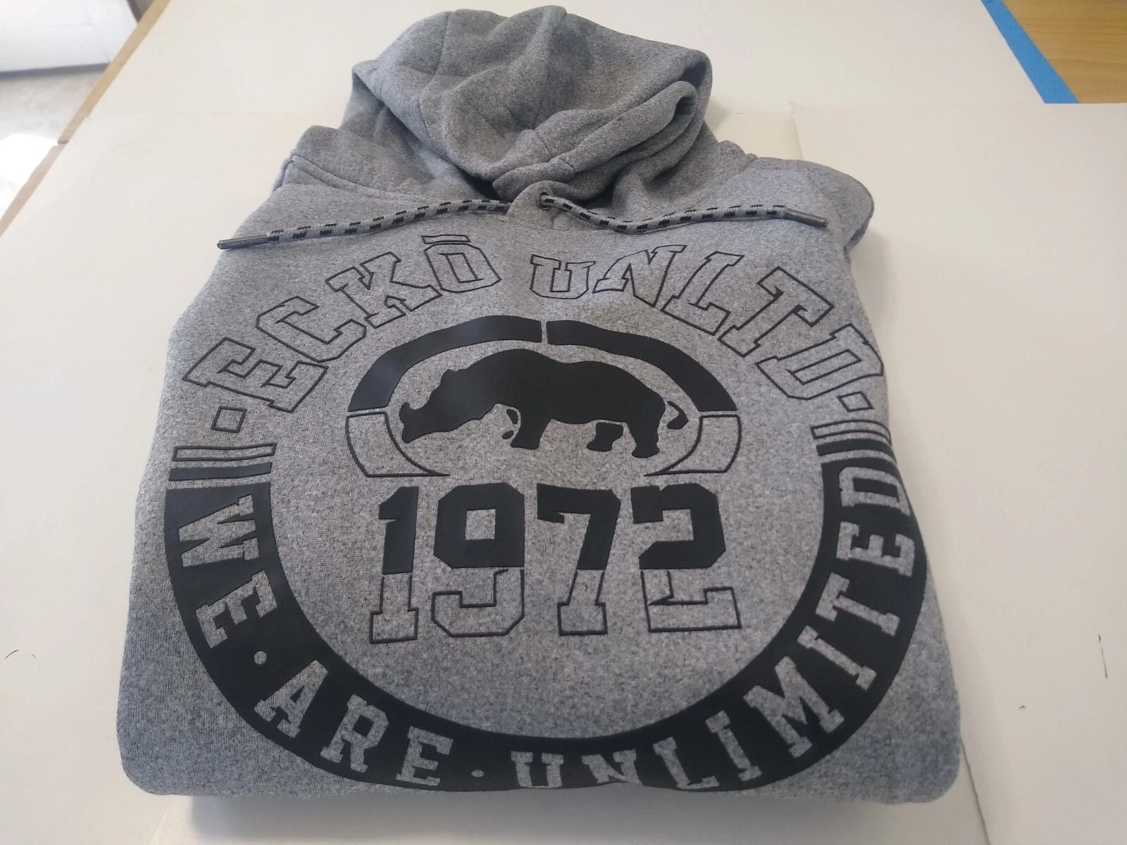ecko unltd pullover fleece hoodie mens XL grey marled color