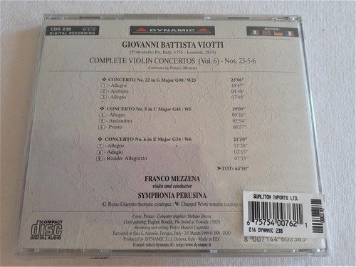 Giovanni Battista Viotti - Complete Violin Concertos, Vol. 6 (CD 1999) NEW !!! - Picture 3 of 4