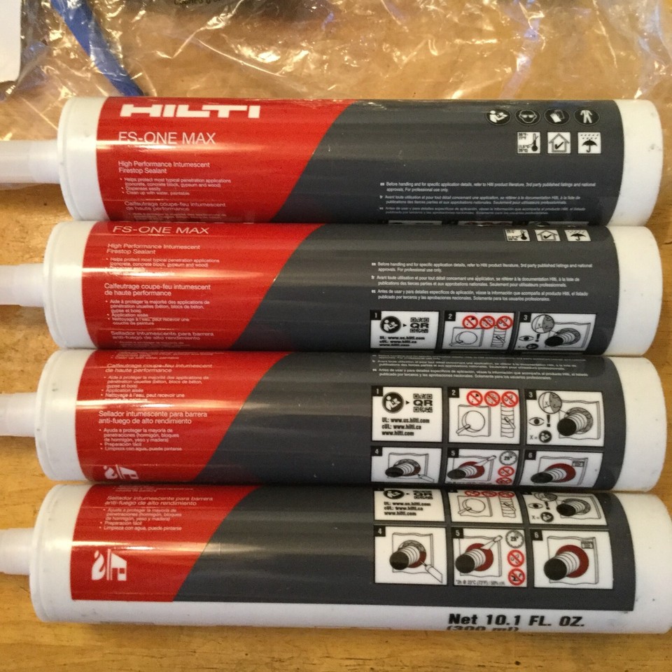 4 10.1oz HILTI FSOne Max Intumescent Firestop Sealant & Caulk Gun