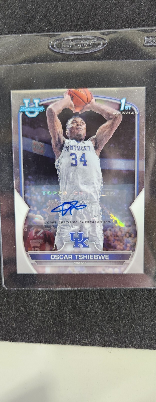 2022-23 Bowman University Chrome - Chrome Prospect Autographs #74 Oscar Tshiebwe