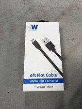 Just Wireless 6ft Micro USB Connector Flat Cable for Android Devices Black