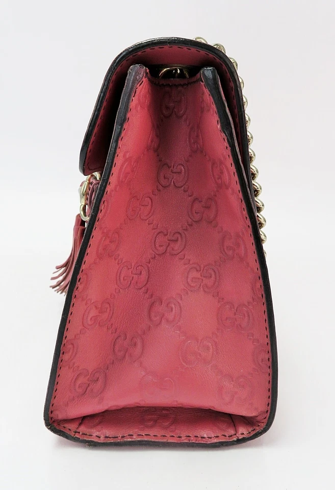 Auténtico bolso de hombro GUCCI Emily de cuero rosa y cadena #60654 Foto 4 de 4