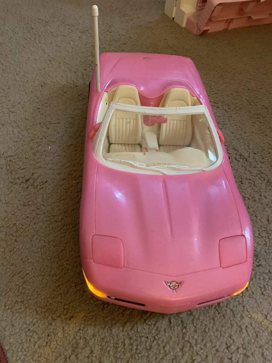 2001 Barbie Remote Control Corvette Convertible Pink Car Mattel W/ Remote Tested