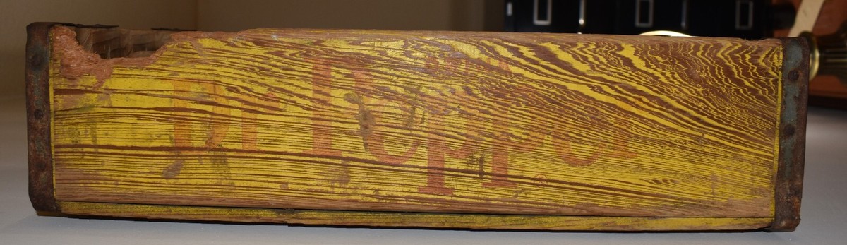 Antique Dr Pepper Wood Crate Yellow with Red Paint North Carolina