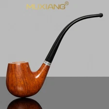 MUXIANG Briar Wood Hungarian Pipe Long Stem Smooth Freehand Tobacco Smoking Pipe