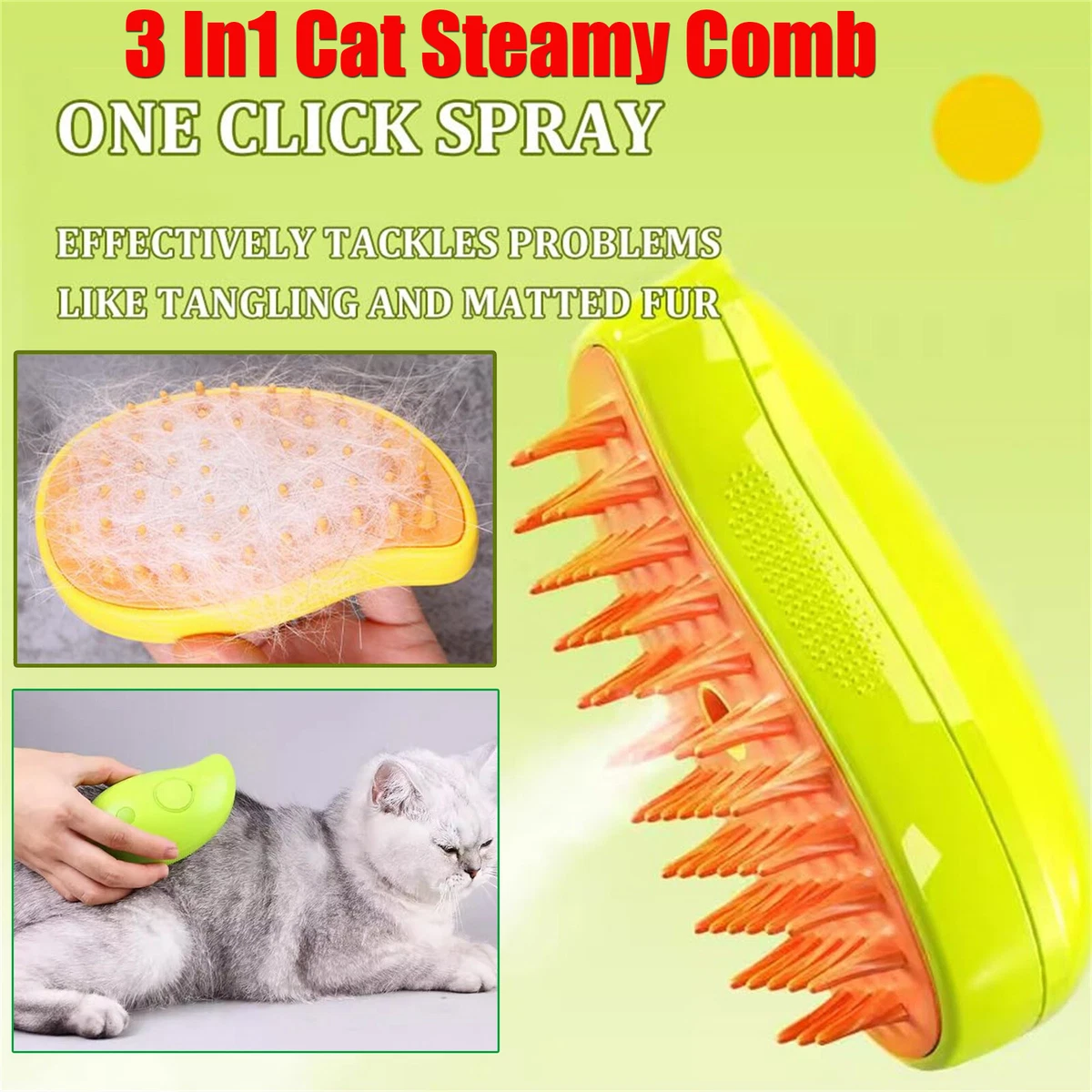 3 In 1 Steam Cat Brush Rechargeable Electric Spray Cat Dog Hair Brushes For  Eliminating Flying And Entangled Hair Grooming Tool