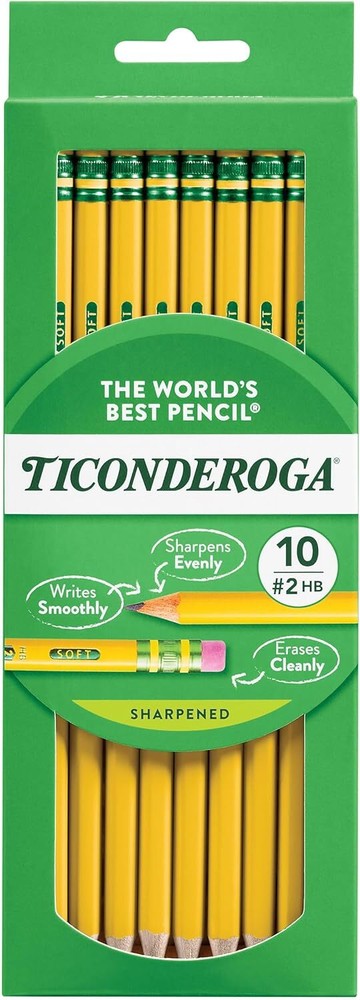 Ticonderoga Wood-Cased Pencils, Pre-Sharpened, 2 10 Count (Pack of 1), Yellow
