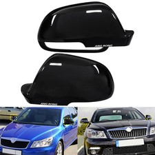 2x Schwarz Außenspiegel Spiegelkappe Abdeckung für Skoda Octavia II 1Z3 2009-13